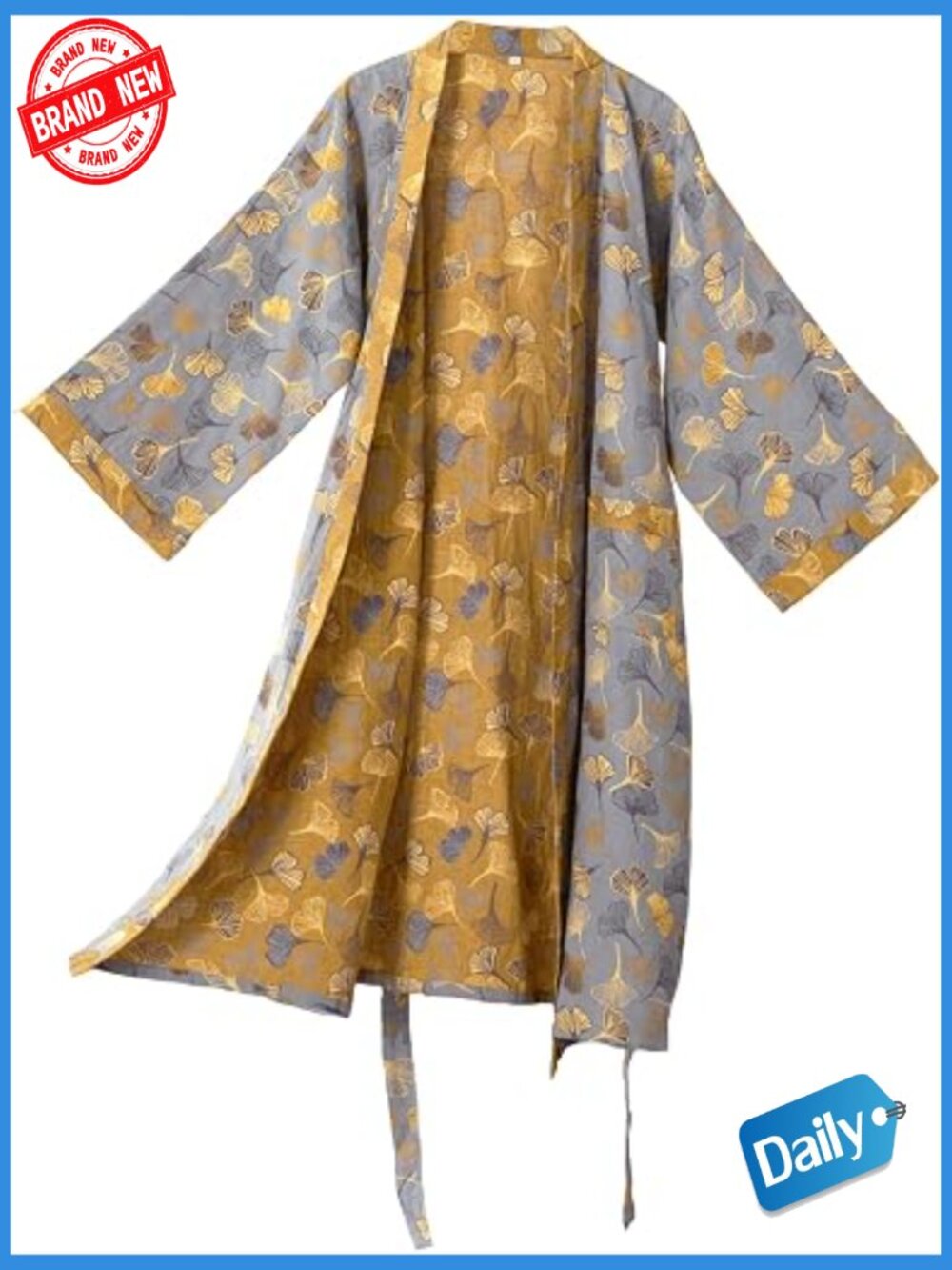 Cotton Gauze Kimono Robe Long Loungewear Bathrobe Nightgown Sleepwear